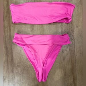 Strapless Pink LA Hearts High Waist Bikini